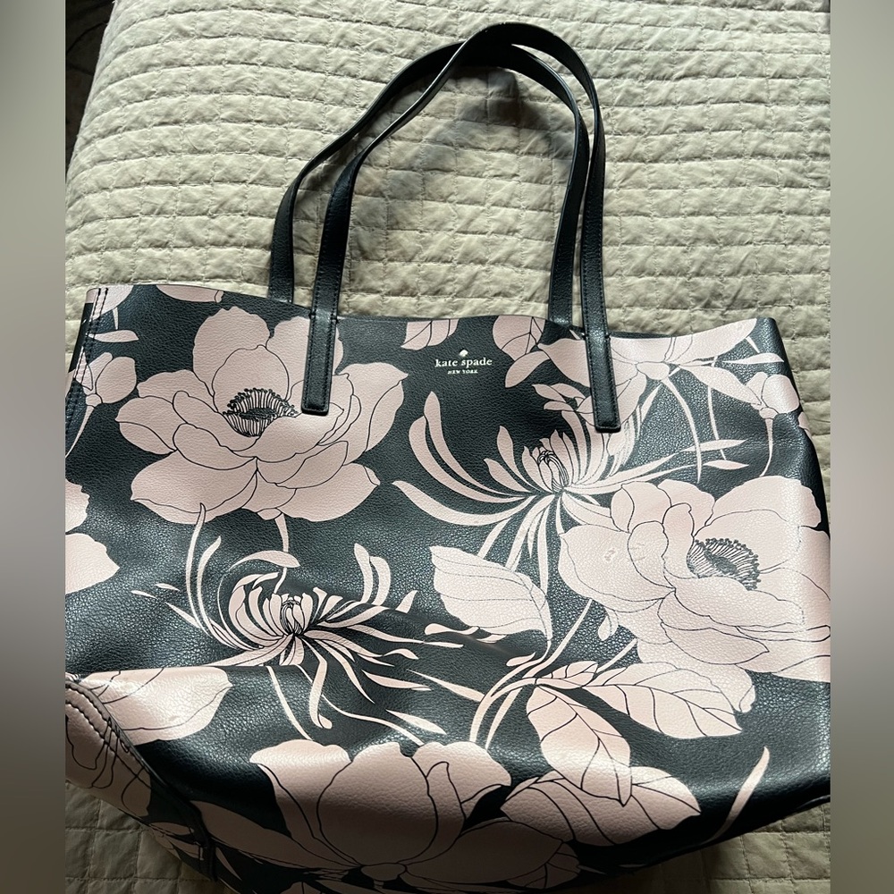 Kate Spade Black and Pink Floral Tote Bag